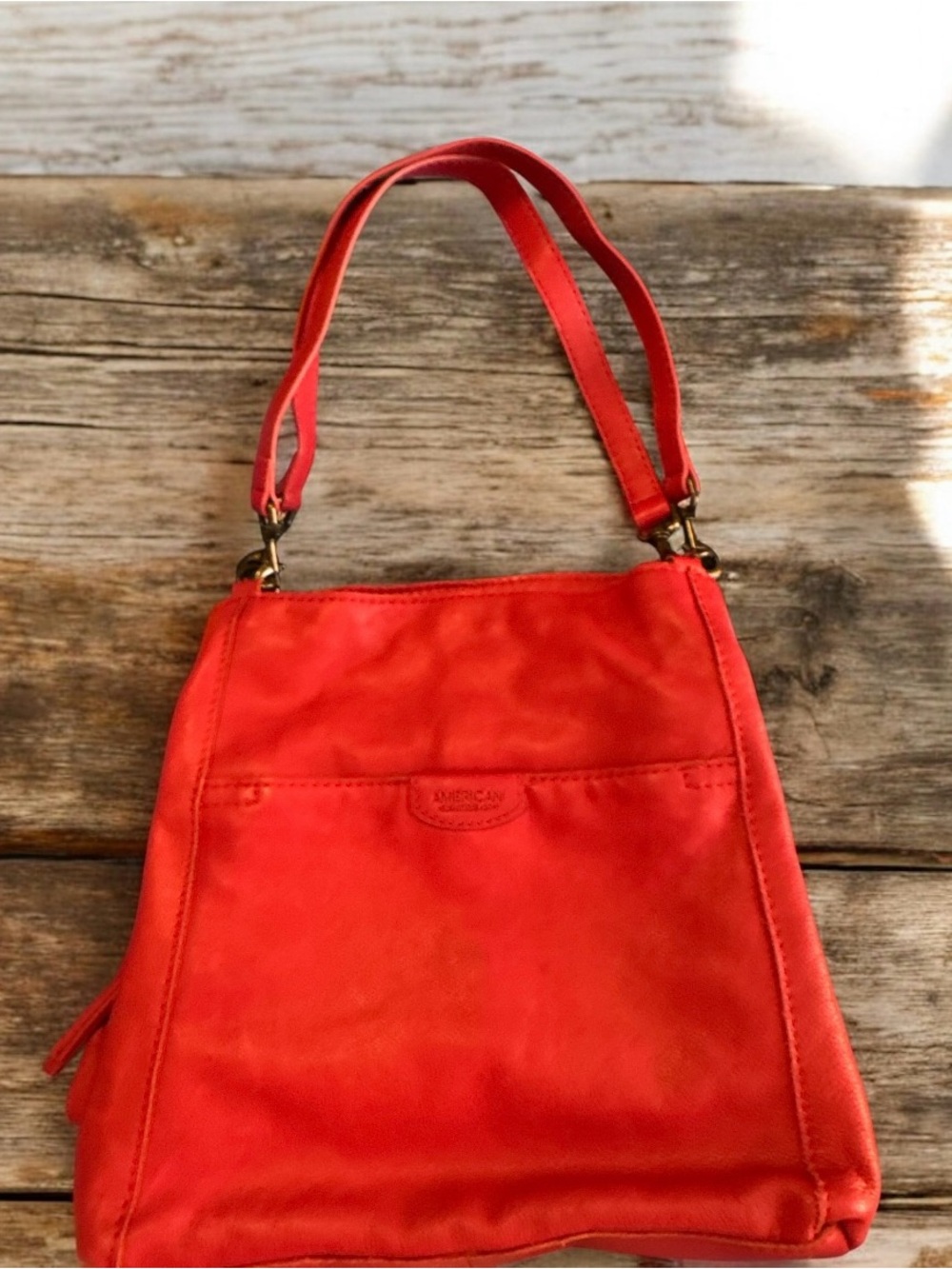 Red Leather Shoulder Bag - Classic Everyday Shoulder Bag
